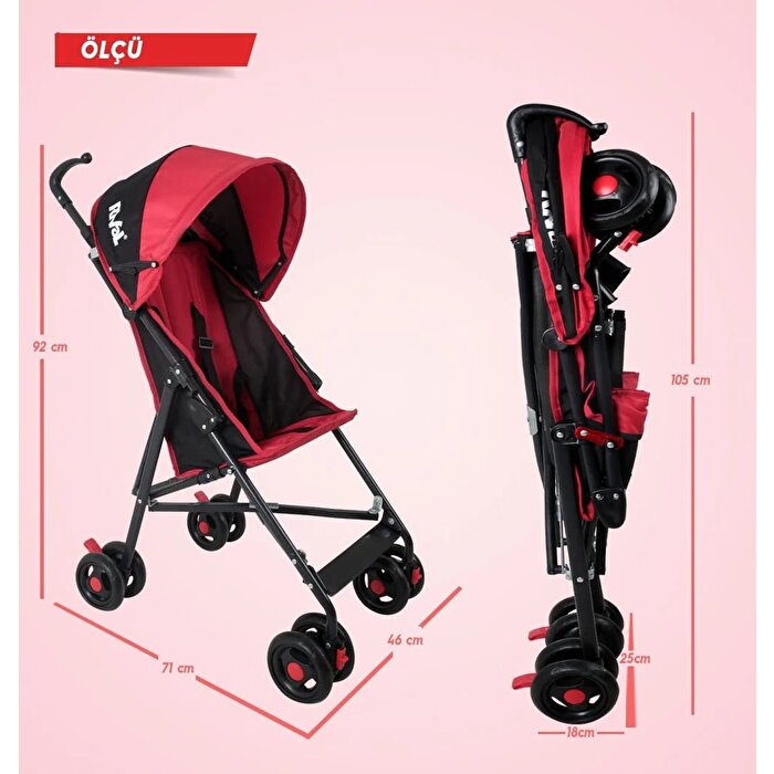 Rival Tokyo Baston Bebek Arabası Kırmızı RV108