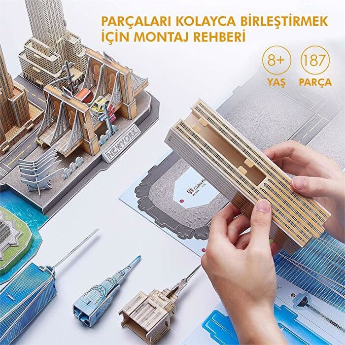 Cubic Fun City Line Serisi New York City 3D Puzzle 123 Parça