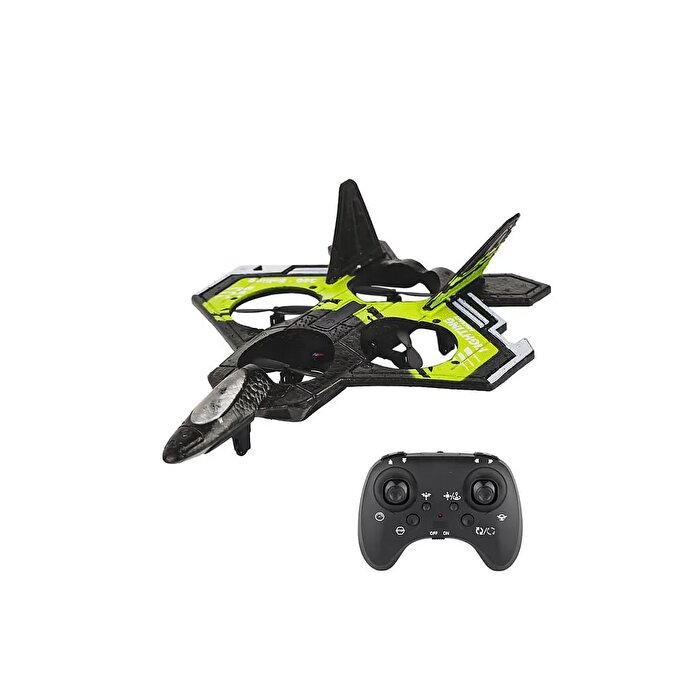 Uzaktan Kumanda 2.4 GHz LED Işıklı Jet Uçak Drone Yeşil