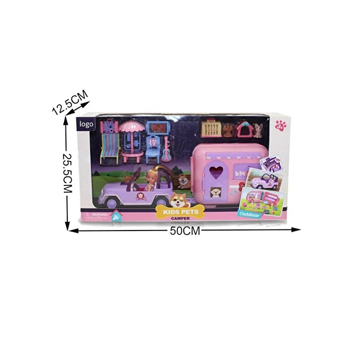 Camper Karavan Macerası Bebekli ve Evcil Hayvanlı Oyun Seti