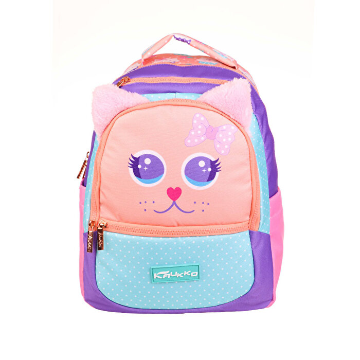 Kaukko Kids Cute Face Cat Okul Çantası