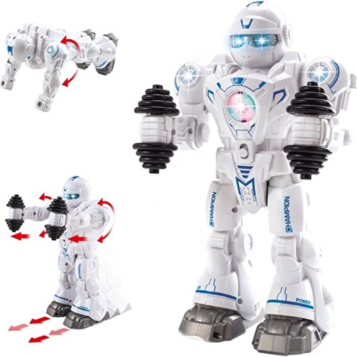 Sesli ve Işıklı Sporcu Mavi Robot