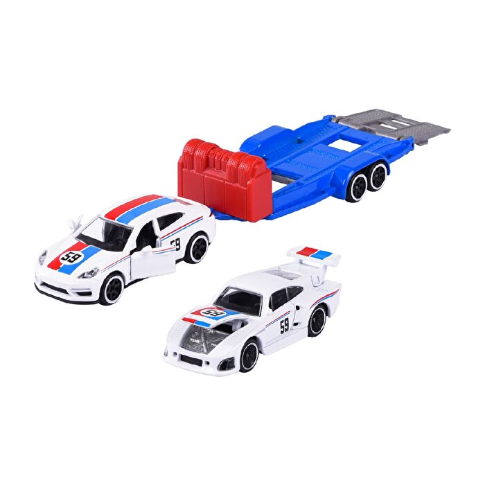 Majorette Porsche Deluxe Trailer 3’lü Set Porsche Panamera + Porsche 935 K3