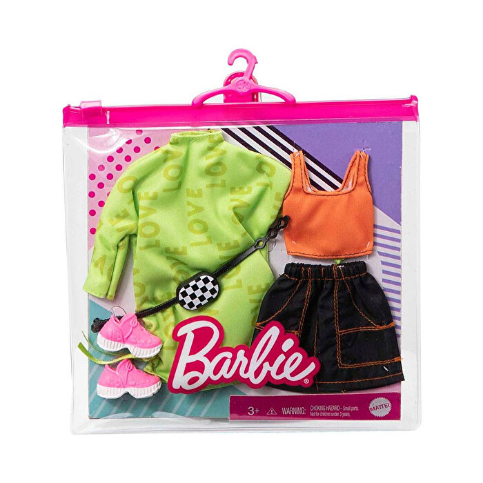Barbie'nin Kıyafet Koleksiyonu İkili Paketler Love Baskılı Yeşil Bluz GRC92