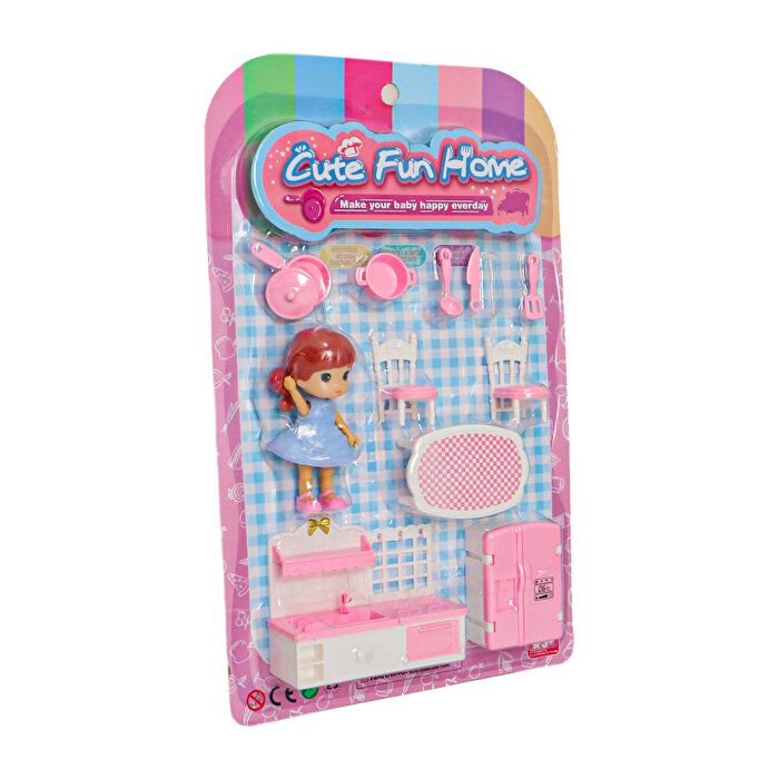 Mini Mutfak Aksesuar Setli Bebek Kahverengi Saçlı