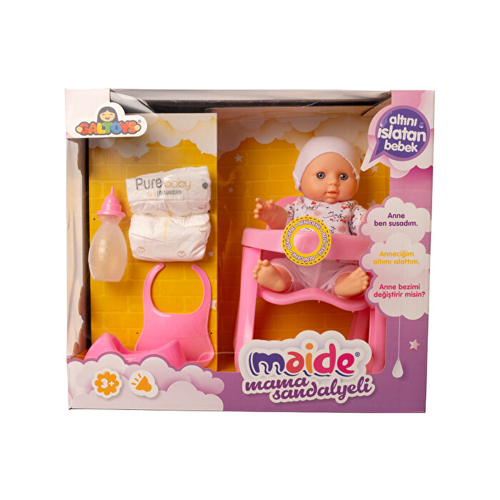 Konuşan Maide Bebek Mama Sandalyeli Oyun Seti Çiçek Tişörtlü