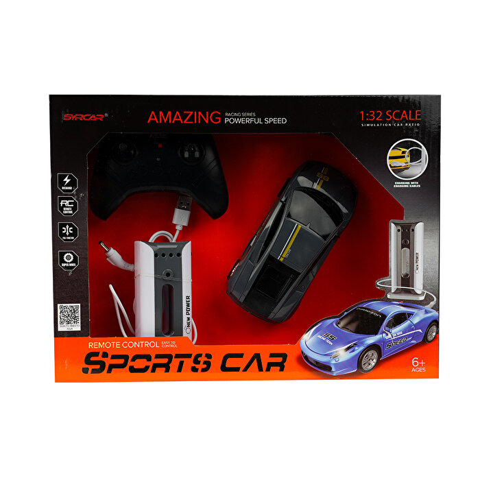 Şarj İstasyonlu Uzaktan Kumandalı Spor Gri Araba