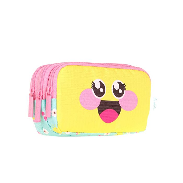 Kaukko Kids 3 Bölmeli Cute Face Daisy Kalem Çantası