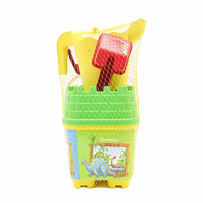 Resimli Yeşil Kapaklı Sarı Suluklu Kale Kova Seti