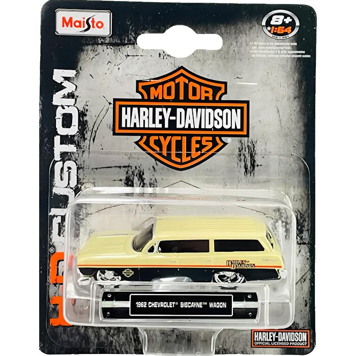 Maisto 1:64 Harley Davidson Custom 1962 Chevrolet Biscayne Wagon