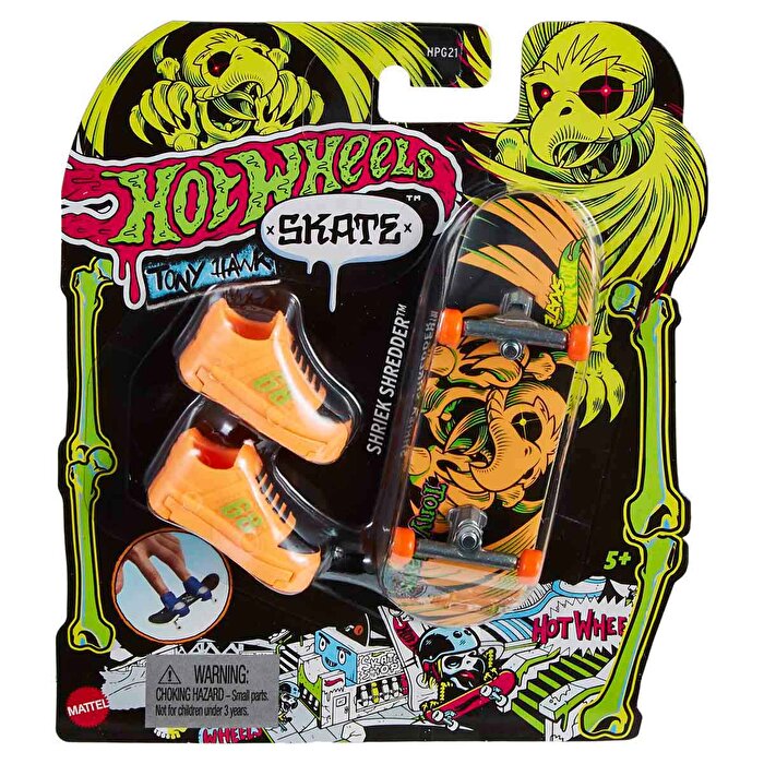 Hot Wheels Skate Neon Temalı Parmak Kaykay ve Ayakkabı Paketi Shriek Shredder
