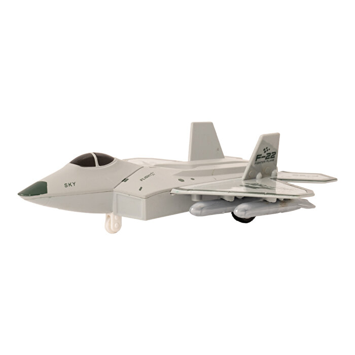Metal Çek Bırak Savaş Uçağı F-22 Açık Gri