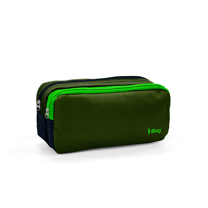 iBag İki Bölmeli Kalem Çantası Parçalı Yeşil