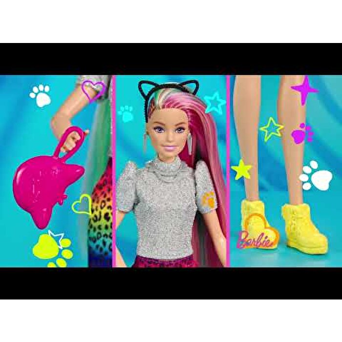 Barbie Leopar Desenli Saçlar Bebeği GRN81