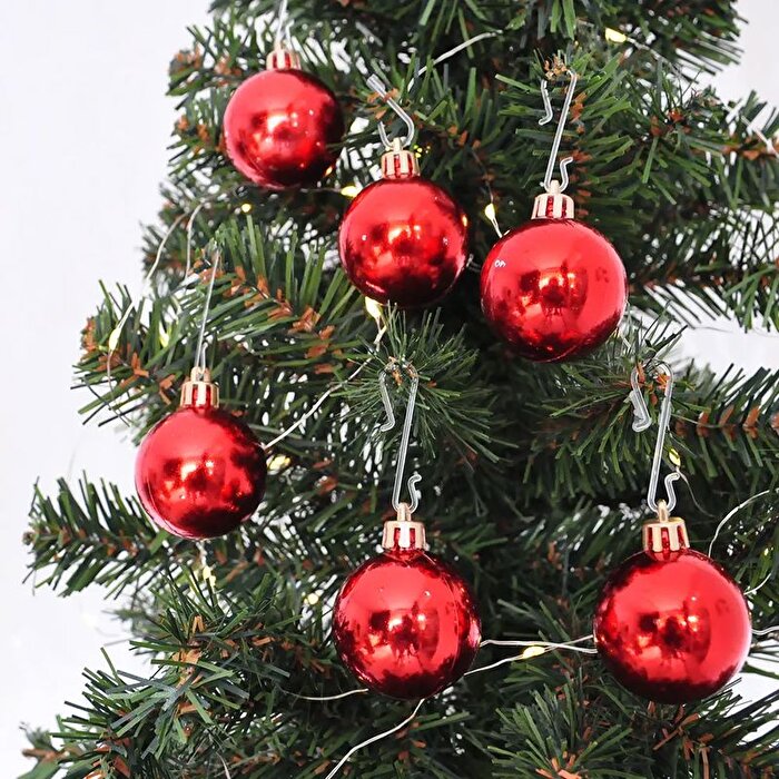Ağaç Süsleme Topları 6'lı Set Kırmızı 4 Cm