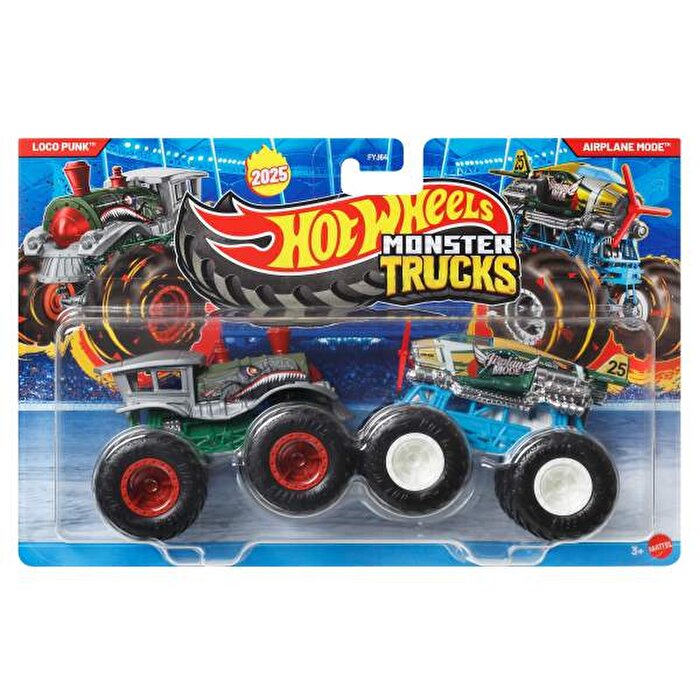 Hot Wheels Monster Trucks Güçlü İkili 1:64 Arabalar Loco Punk ve Airplane Mode JCC66
