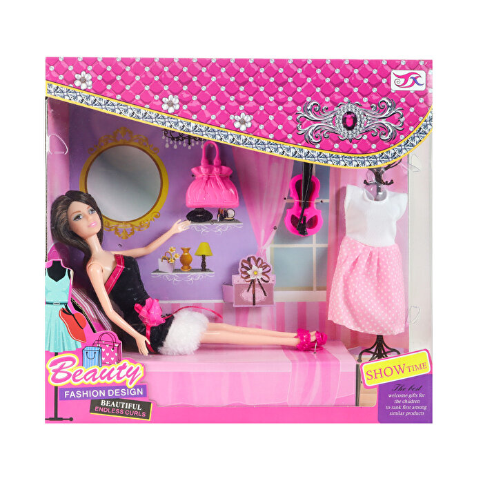 Açık Pembe Etekli Doll Bebek ve Aksesuarlar KK856-A