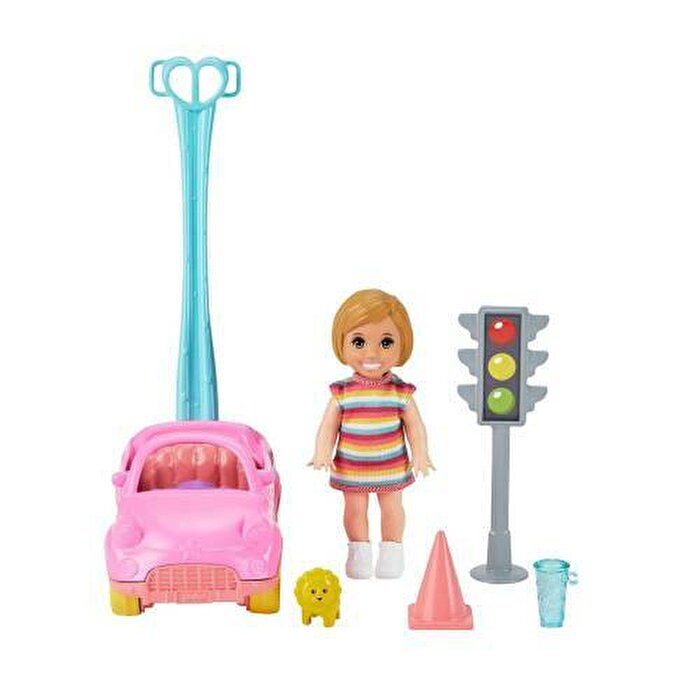 Barbie Bebek Bakıcısı Temalı Oyun Setleri Pembe Arabalı (GRP17)