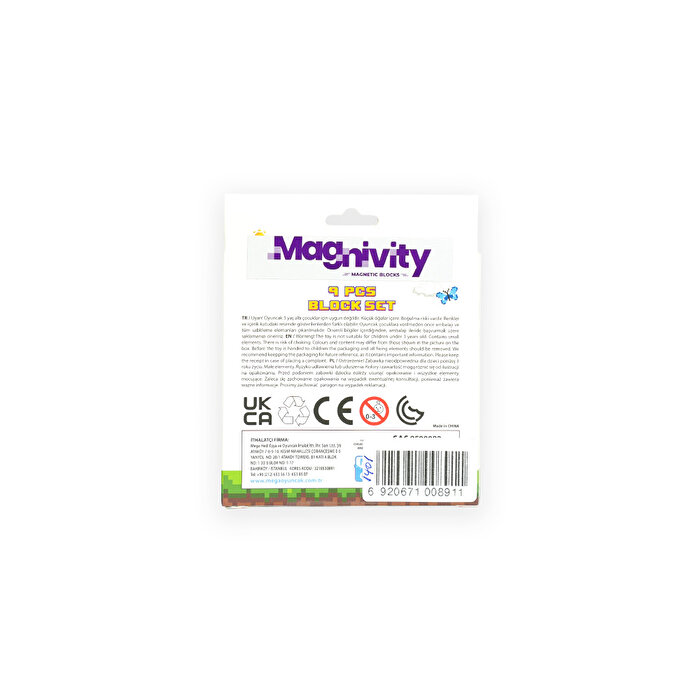 Magnivity Manyetik Bloklar Tuğla Desenli Blok 9 Parça