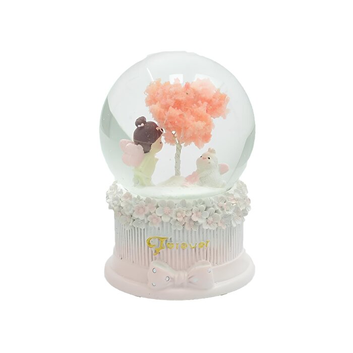 Kanatlı Melek Işıklı Kar Küresi