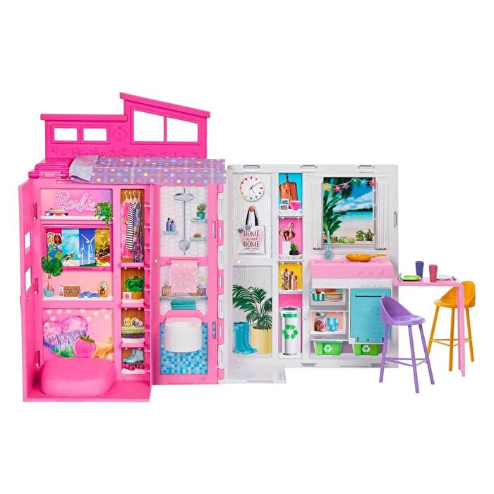 Barbie Portatif Tatil Evi Bebek ve Oyun Seti HRJ77