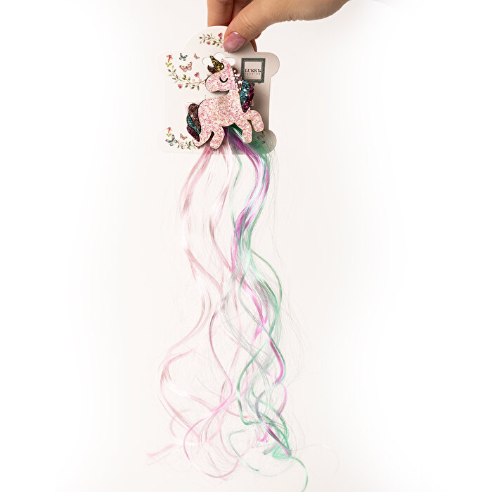 Lukky Unicorn Klipsli Mavi/Pembe Saç Tokası 35 Cm