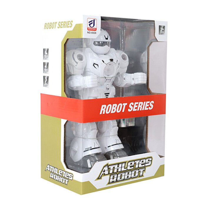 Sesli ve Işıklı Sporcu Beyaz Robot