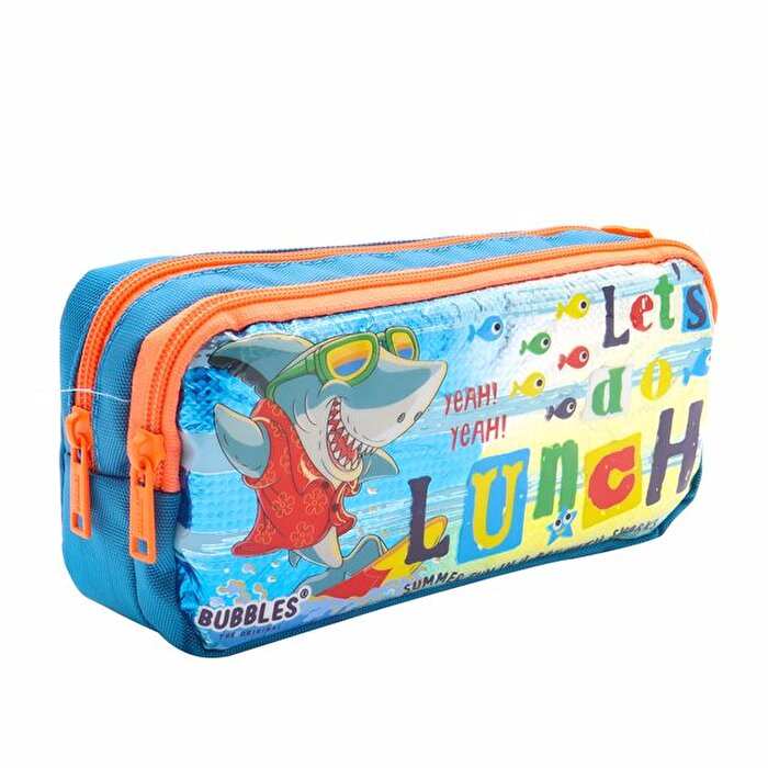 Bubbles Lets Do Lunch Hologramlı Kalem Çantası Mavi Turuncu