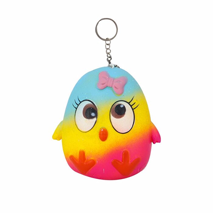 Büyük Squeeze Anahtarlık Mavi Turuncu Civciv