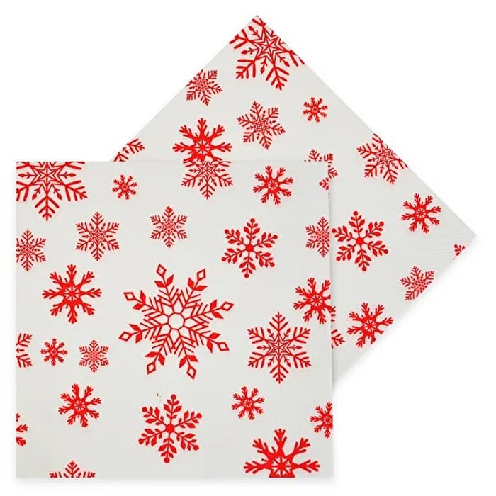 Yılbaşı Kar Taneli Desenli 16'lı Peçete
