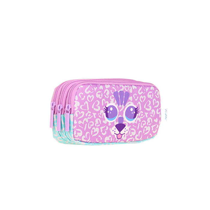 Kaukko Kids 3 Bölmeli Cute Face Tiger Kalem Çantası