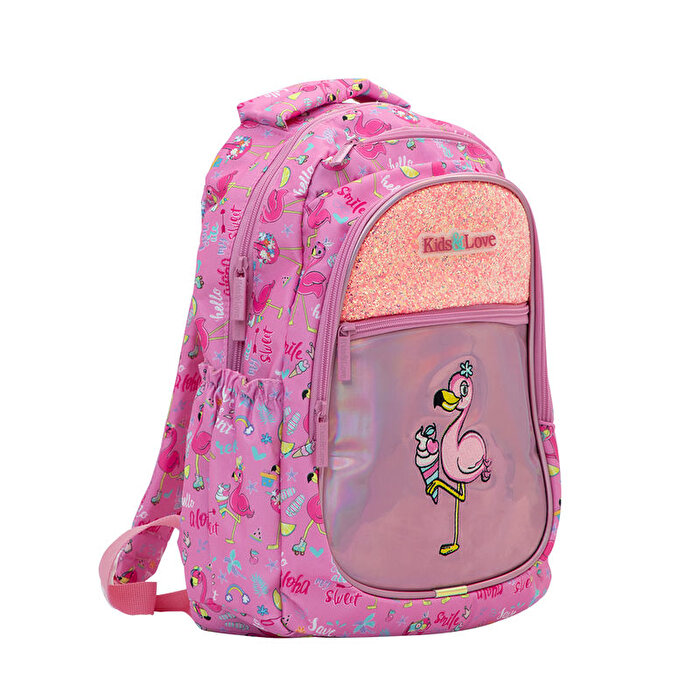 Kaukko Kids Love Aynalı & Taşlı Flamingo Sırt Çantası