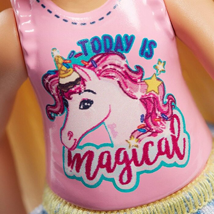 Barbie Chelsea Unicorn Desenli Tişörtlü Bebek FRL80