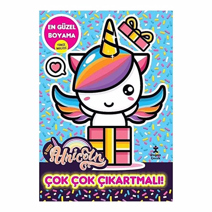 I Love Unicorn En Güzel Boyama - Çok Çok Çıkartmalı!