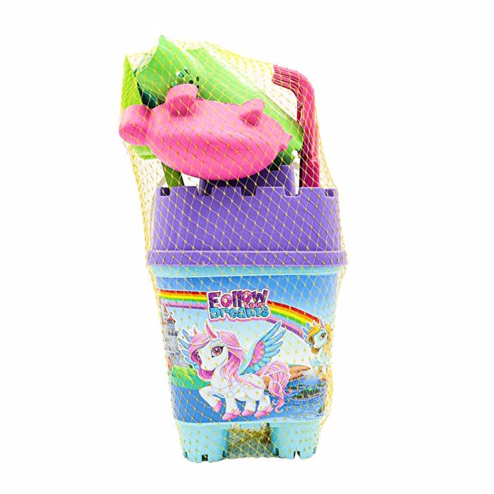 Resimli Mor Kapaklı Full Parçalı Yeşil Suluklu Dev Kova Seti 1029