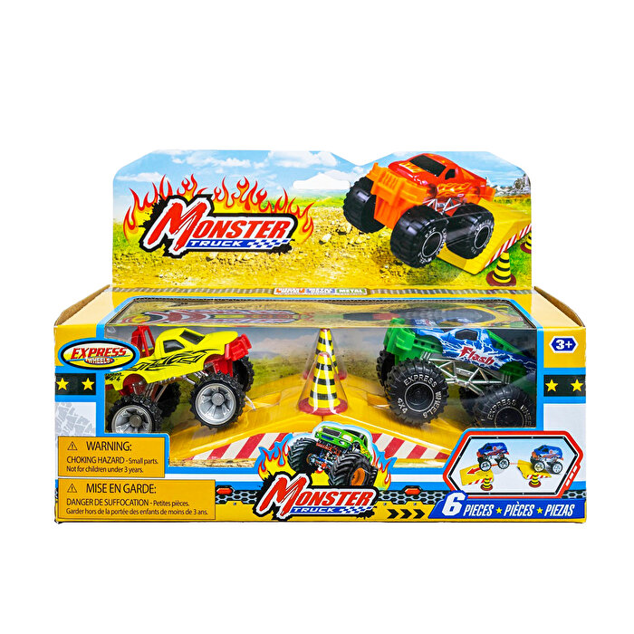 Express Wheels Monster Truck 6'lı Set Yeşil Sarı