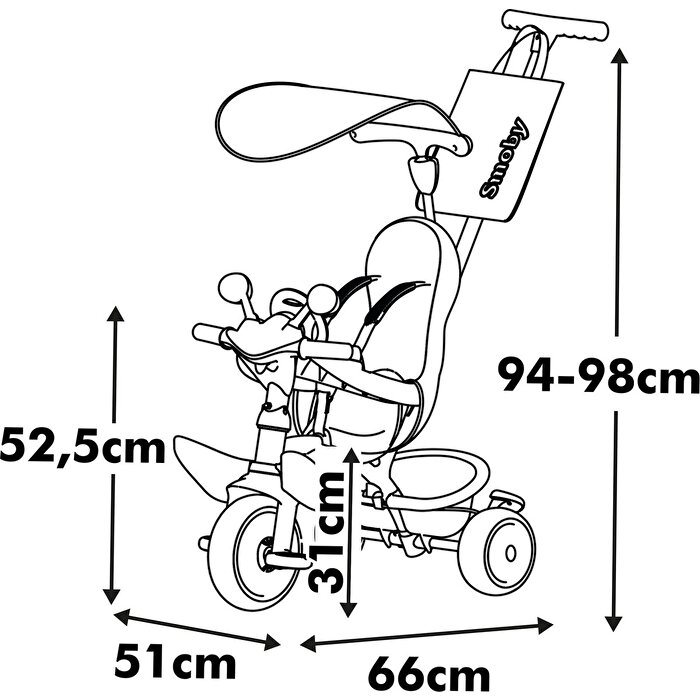 Smoby Baby Driver 3'ü 1 Arada Üç Tekerlekli Bisiklet
