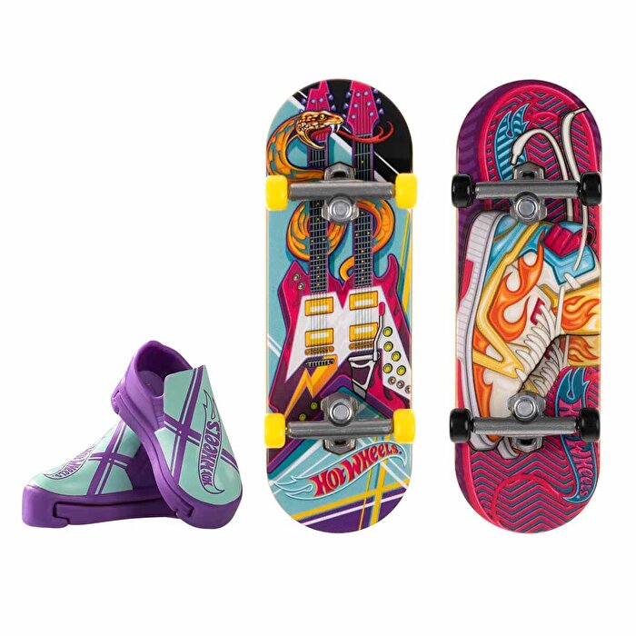 Hot Wheels Skate Retro Temalı İkili Parmak Kaykay ve Ayakkabı Paketleri HXL19