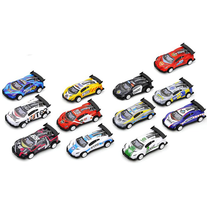 Fırlatma Rampalı 12'li Fırlatmalı Çek Bırak Yarış Arabaları Seti