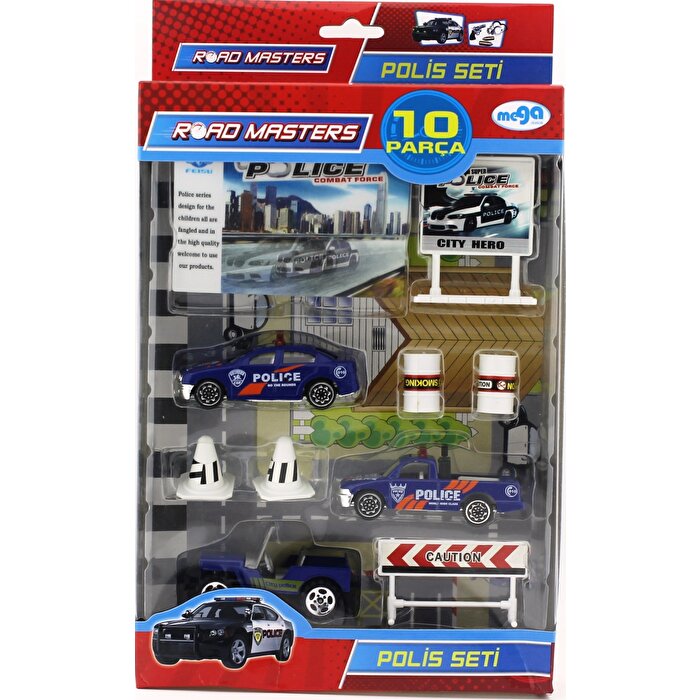 Die Cast 10 Parça Polis Seti