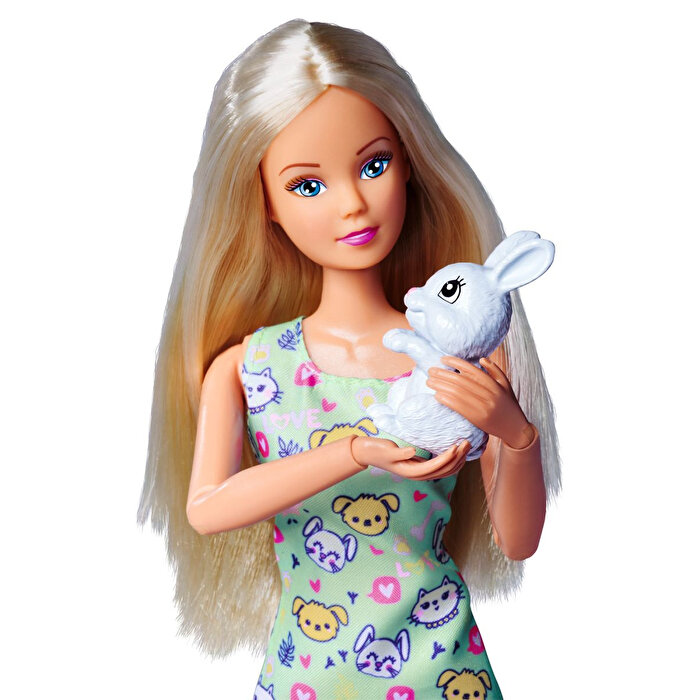 Steffi̇ Bebek ve Sevi̇mli̇ Evci̇l Hayvan Mavi̇ Elbi̇seli̇