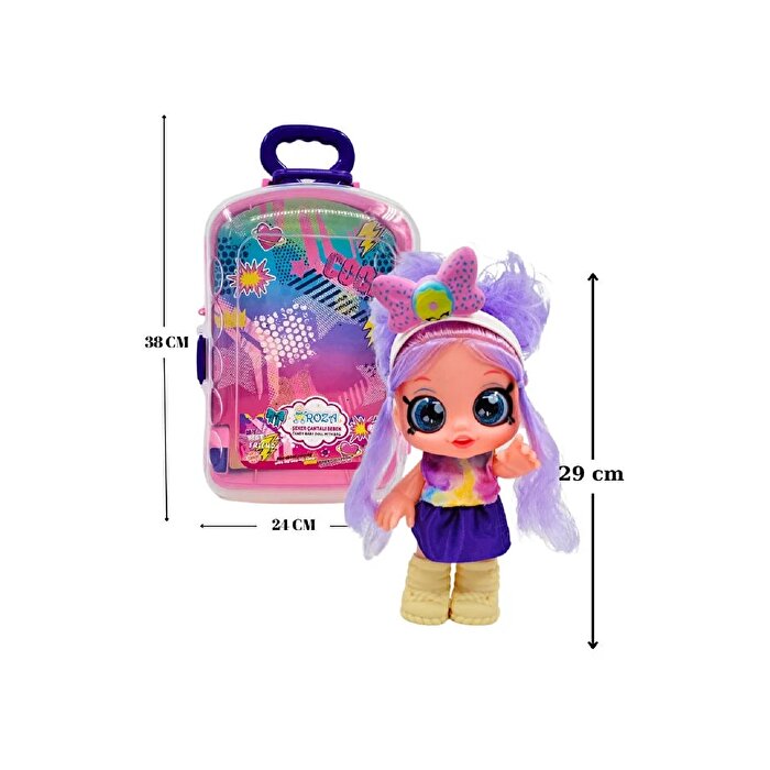 Sesli ve Taşınabilir Çantalı Şeker Kız Roza Bebek