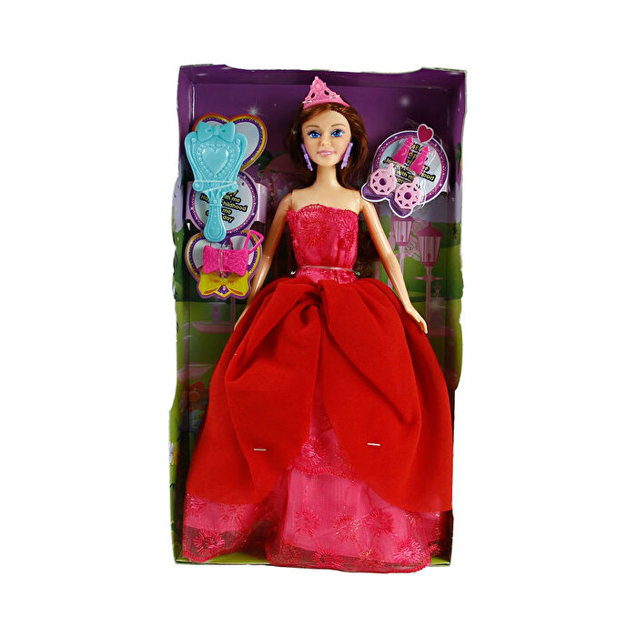 Aksesuarlı Kırmızı Elbi̇seli̇ Prenses Bebek