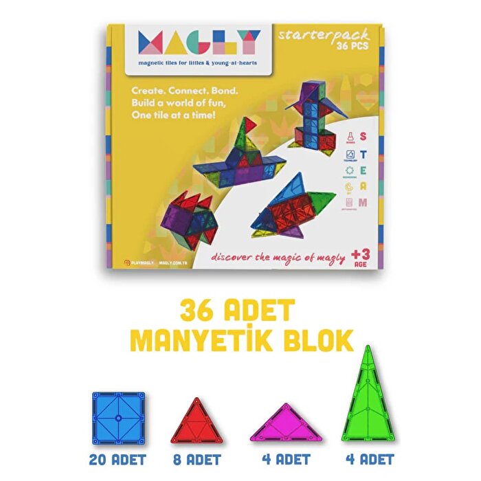 Magly Manyetik 3 Boyutlu Yapı Blokları 36 Parça