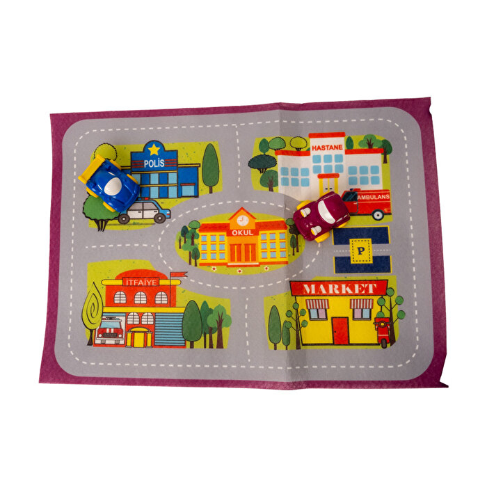 Afacan Arabalar ve Oyun Halısı Mor ve Mavi Araba