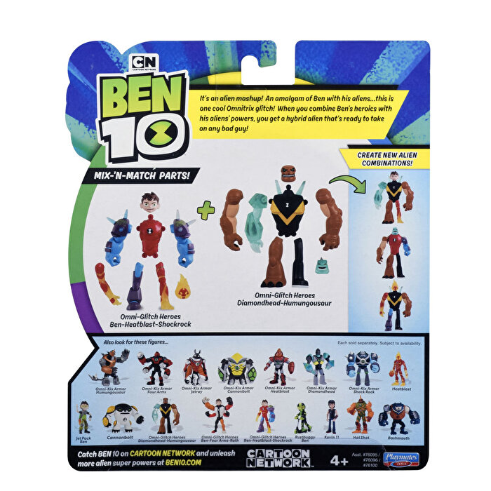 Ben 10 Basic Figürler Omni-Glitch Heroes Diamondhead-Humun