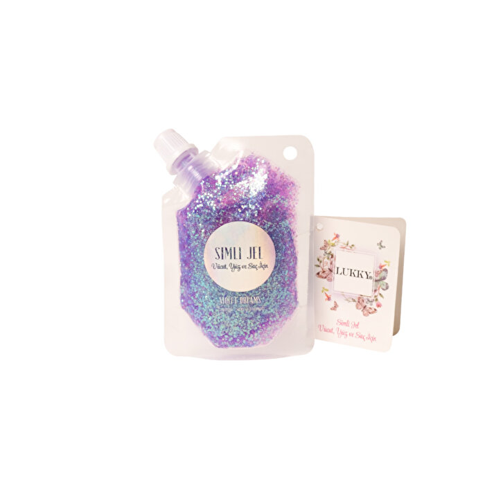 Lukky Yüz ve Vücut Parıltılı Mor Simli Jel