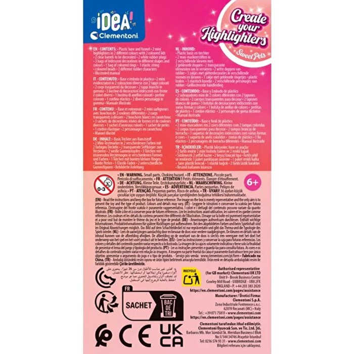 Clementoni Idea Fosforlu Kalem Tasarım Standı Sweet Pets