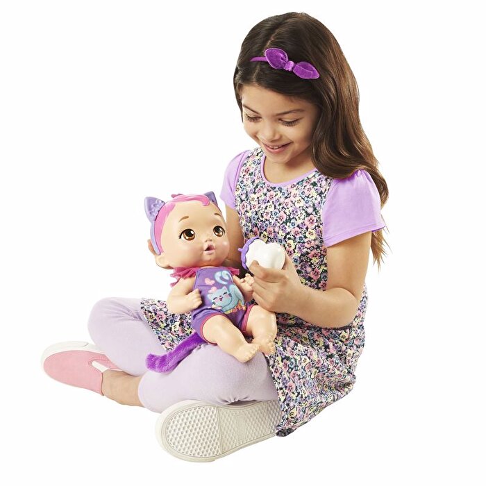 My Garden Baby Sesli ve Aksesuarlı Yavru Kedi Bebeğim Mor Saçlı HHP28