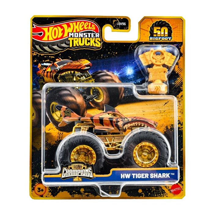 Hot Wheels Monster Trucks Bigfoot Trophy Şampiyonları Hw Tiger Shark JDW02